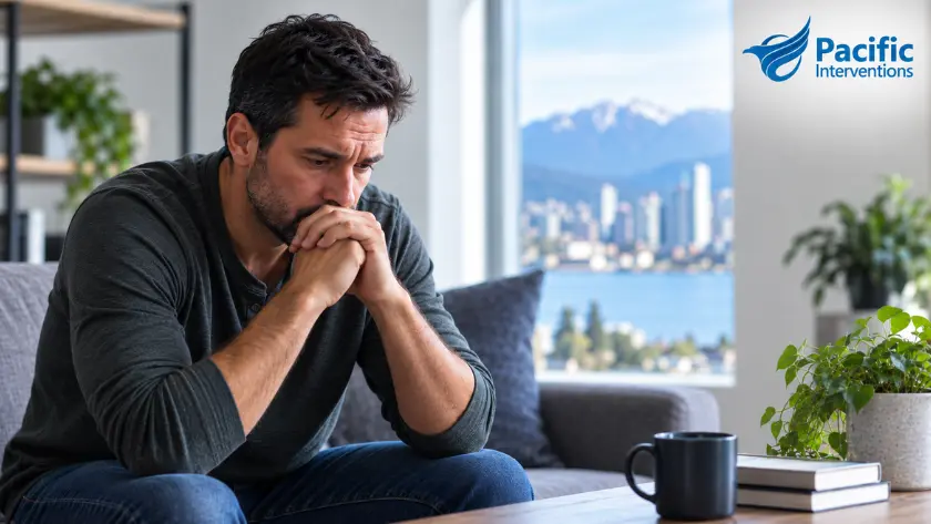 Person experiencing alcohol withdrawal symptoms while considering alcohol withdrawal treatment in Vancouver.