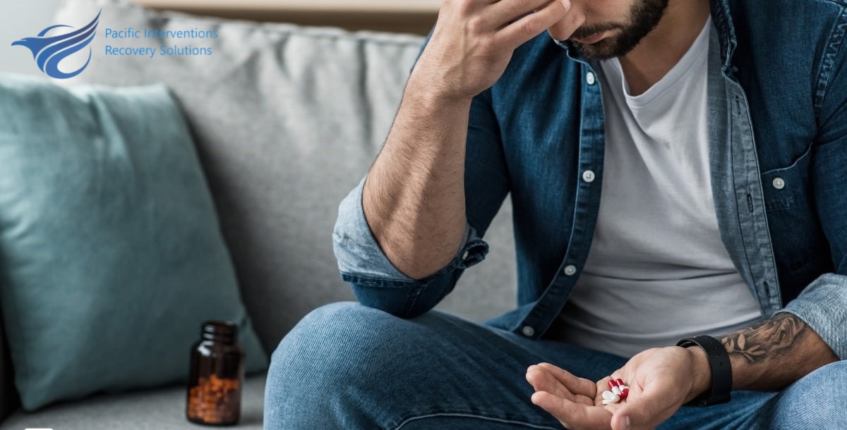 man torn by addiction