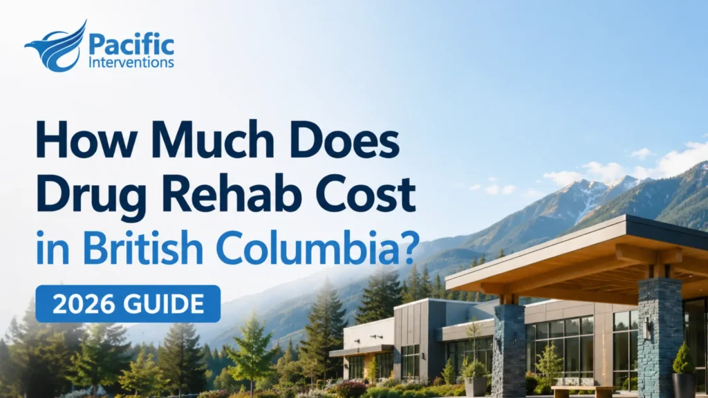 A residential rehab facility located in the British Columbia mountains, and the Pacific Interventions logo and blog title.